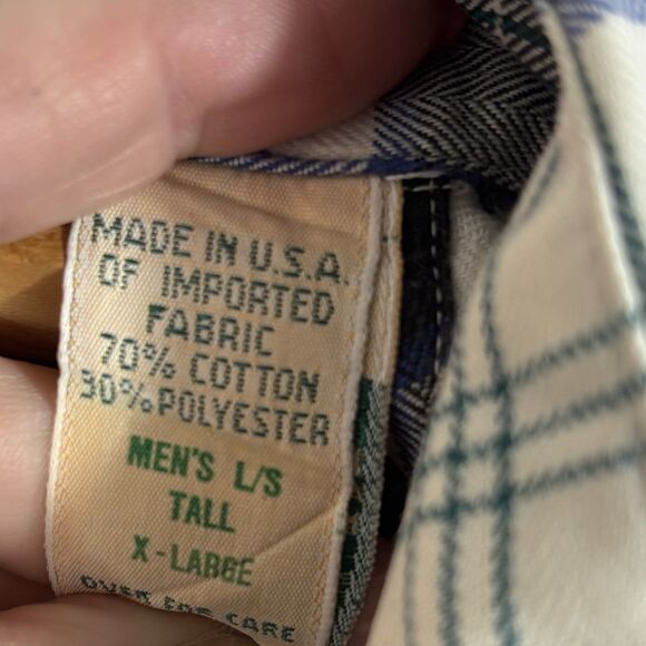 Vintage LL Bean Shirt Mens X-Large Tall Flannel Button Up Plaid Macflannel USA - Picture 6 of 7